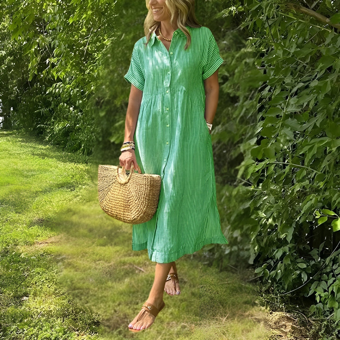 Fioria™ | Flattering Striped Shirtdress