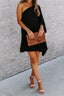 Side To Side One Shoulder Statement Dress - Black