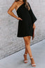 Side To Side One Shoulder Statement Dress - Black
