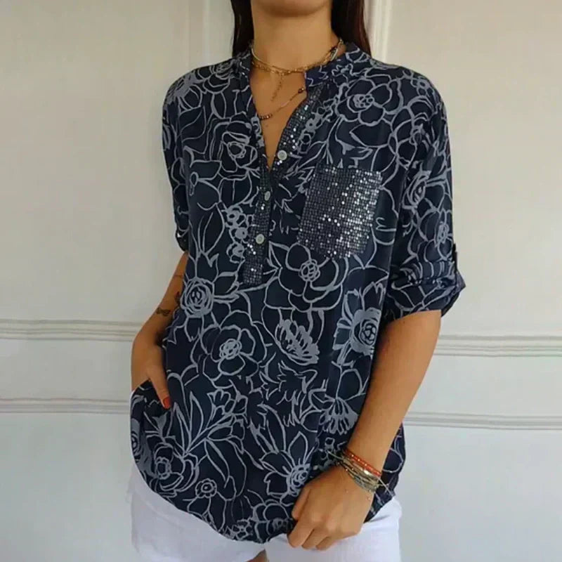 Clara – Printed Button-Up Shirt