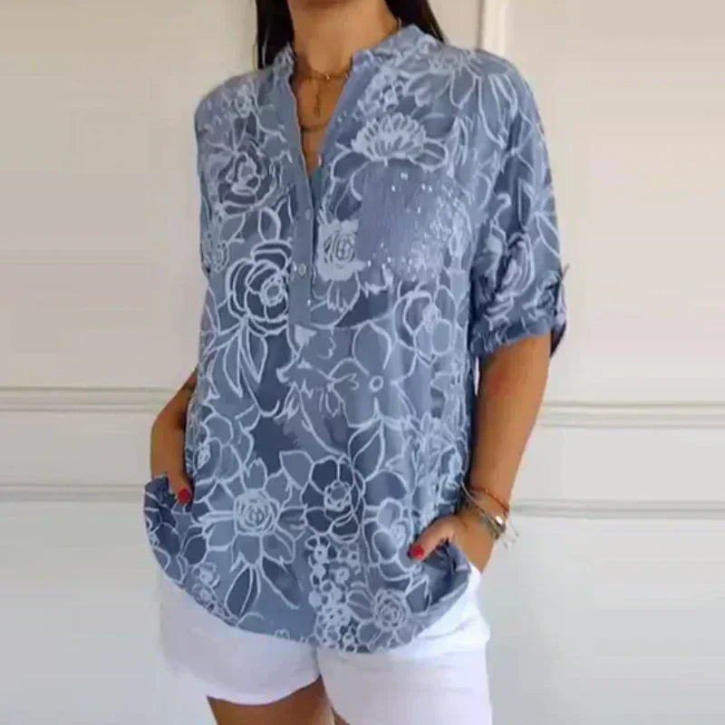Clara – Printed Button-Up Shirt